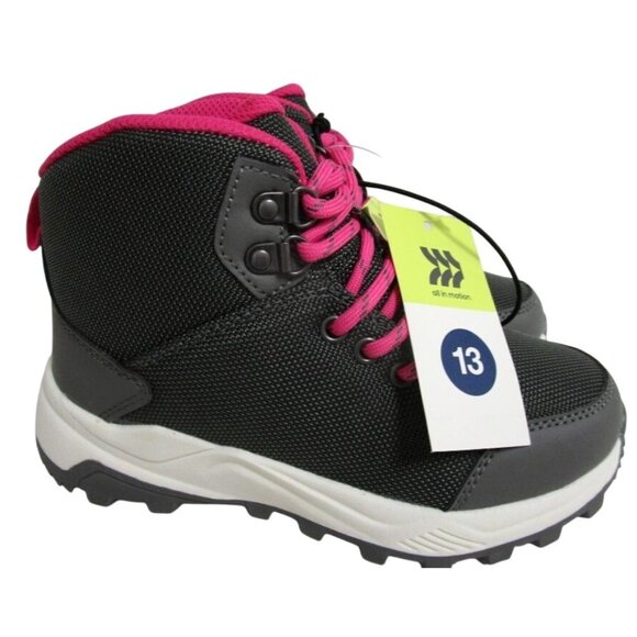 NWT All In Motion‎ Kids Water Repellent Hiking Boots Size 13 Black & Pink - Picture 1 of 6